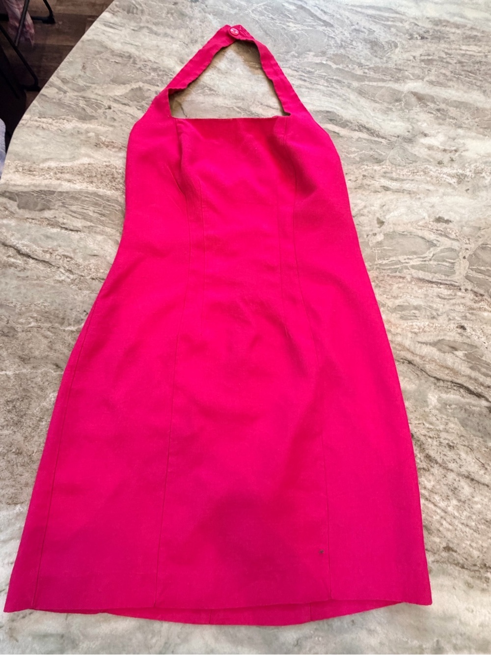 Vintage Dawn Joy Hot Pink Halter A-Line Midi Dress Small